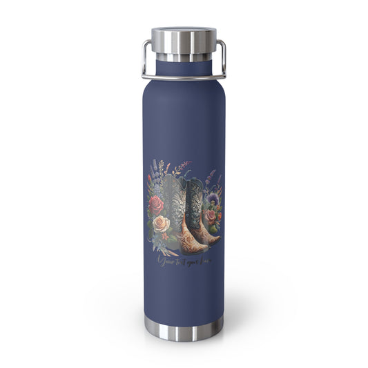 Floral Western Boots Personalized Insulated Water Bottle 22oz