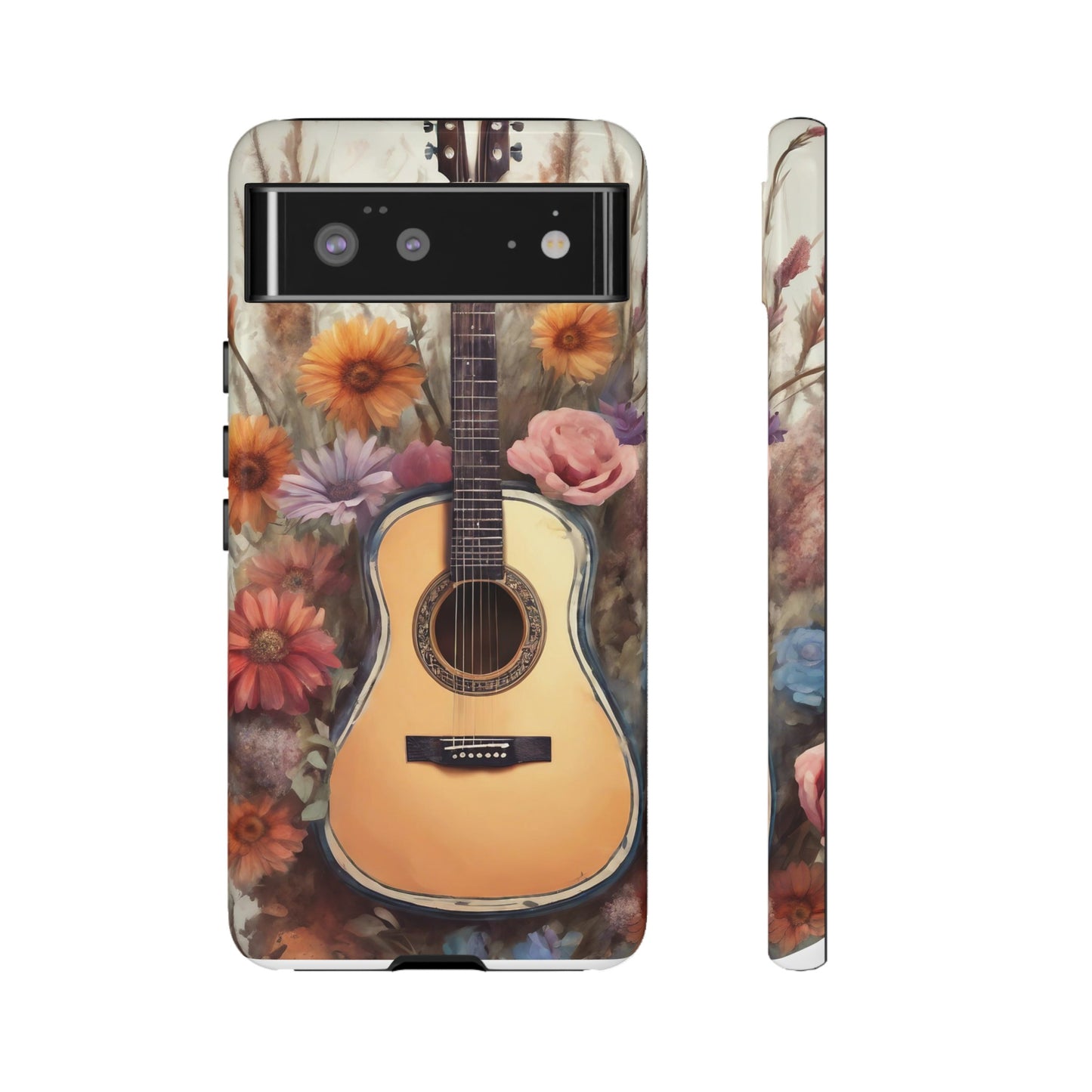 Boho Guitar with Flowers Design Phone Case