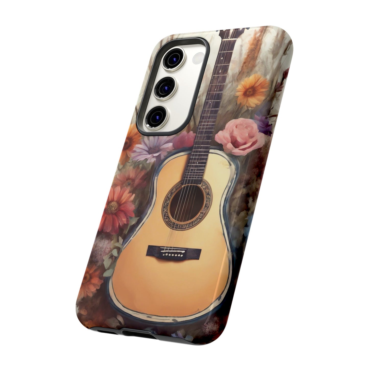 Boho Guitar with Flowers Design Phone Case