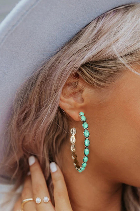 Turquoise C-Hoop Statement Earrings