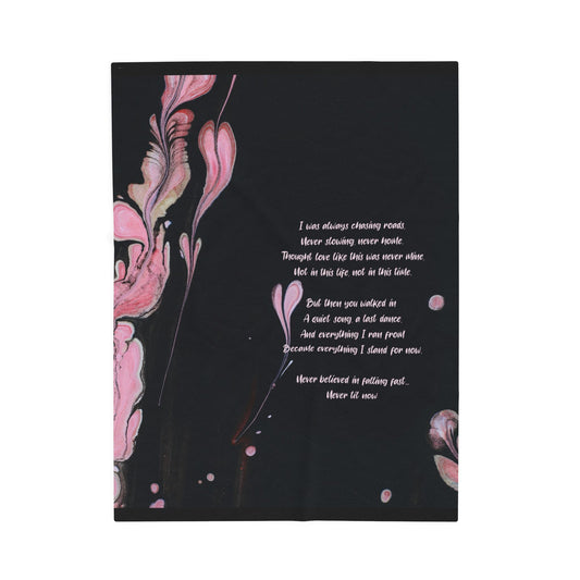 Pink abstract designs in heart shapes and light pink text