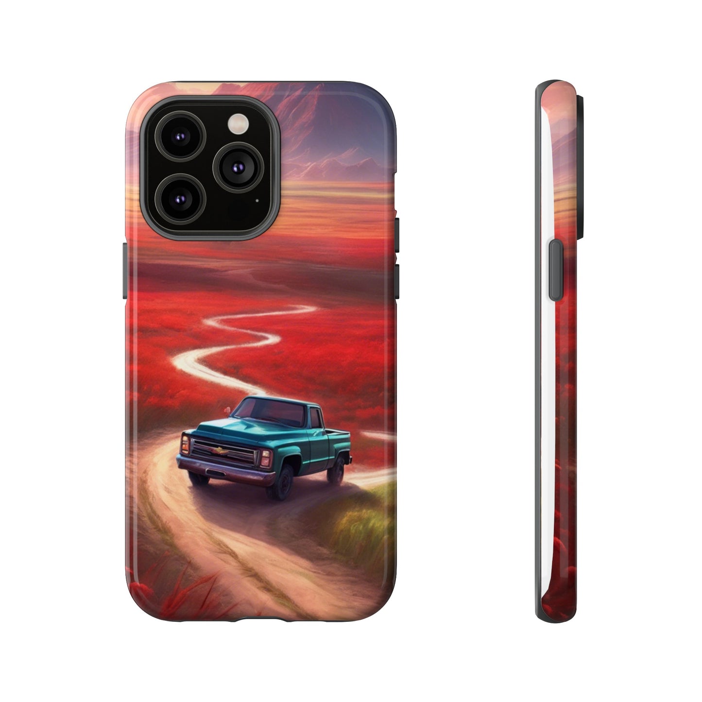 Blue Chevy Sunset Scene Phone Case