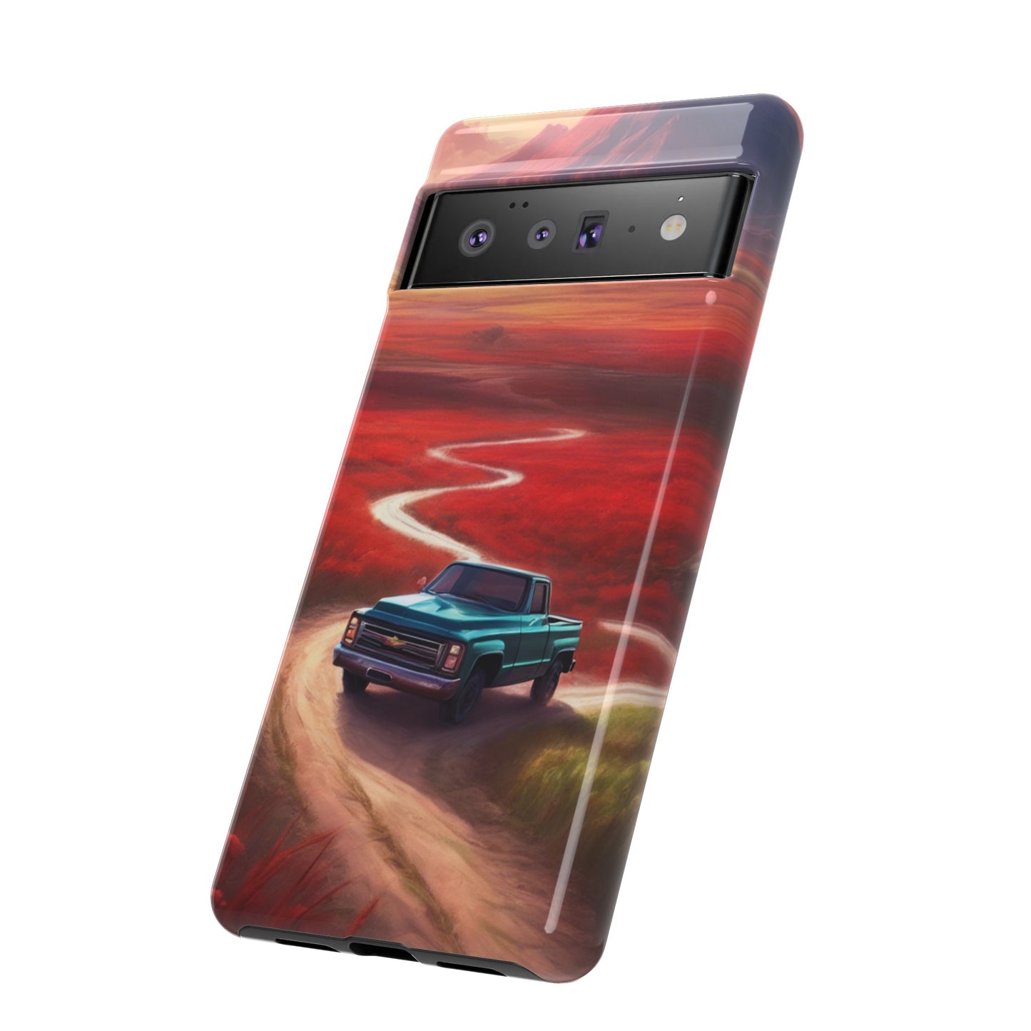 Blue Chevy Sunset Scene Phone Case