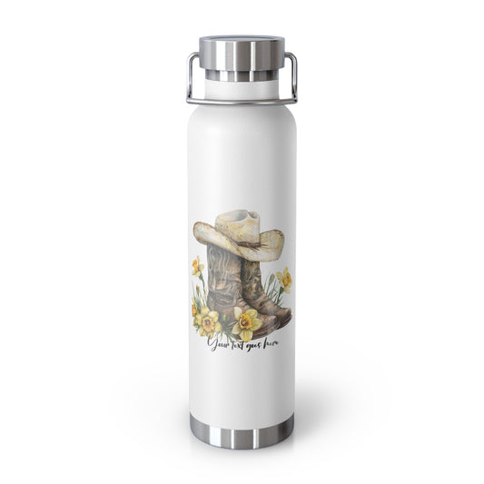Cowboy Charm with Daffodils Personalized Insulated Water Bottle 22oz