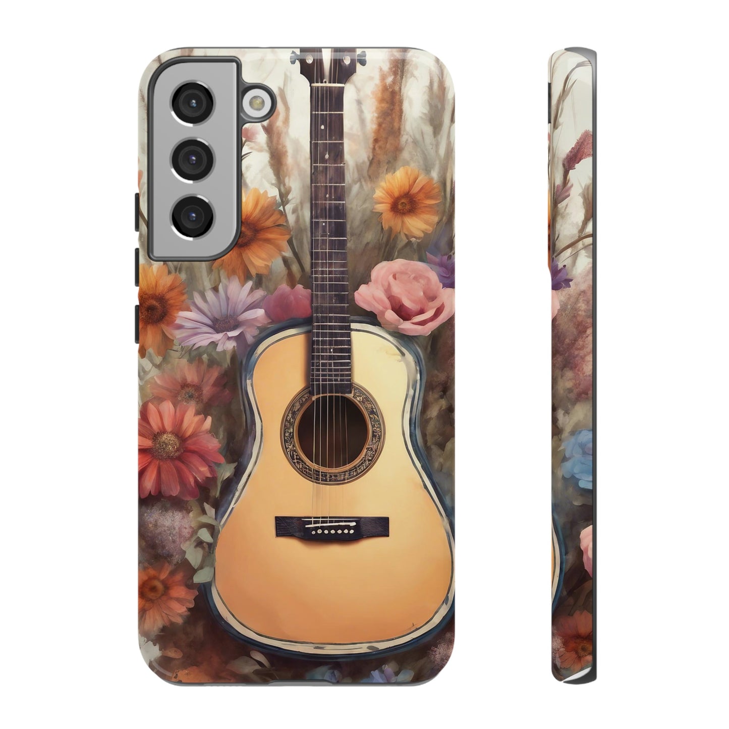 Boho Guitar with Flowers Design Phone Case