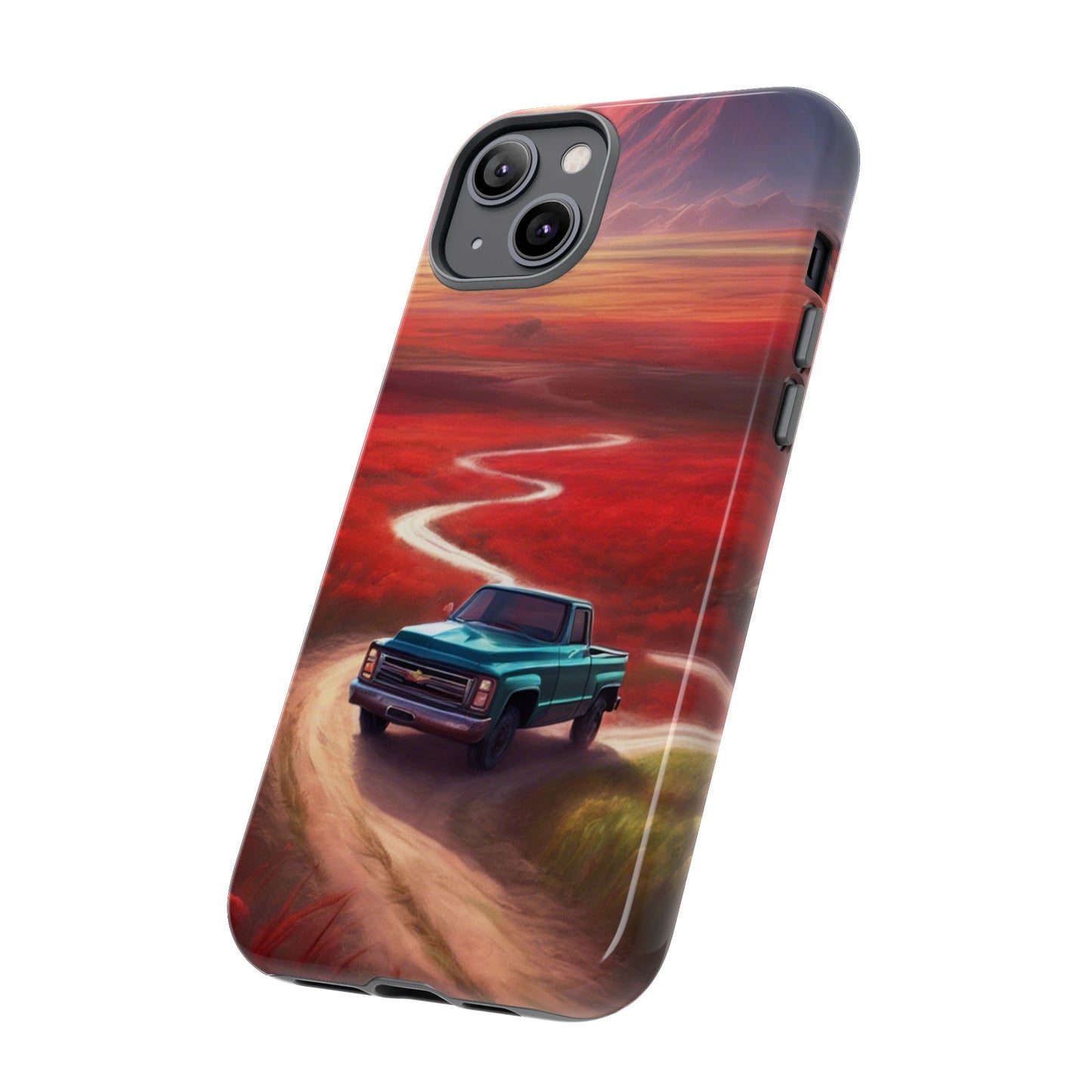 Blue Chevy Sunset Scene Phone Case