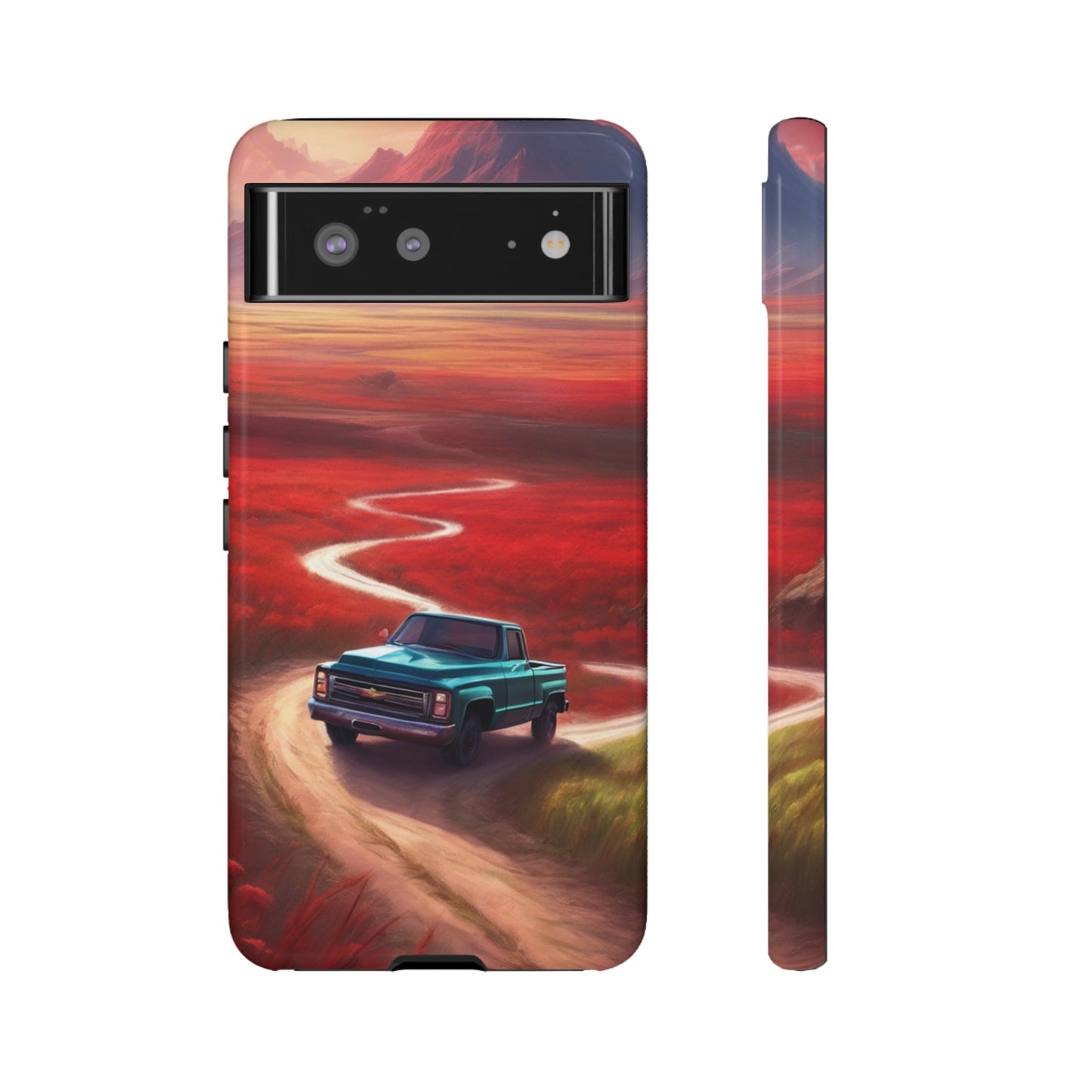 Blue Chevy Sunset Scene Phone Case