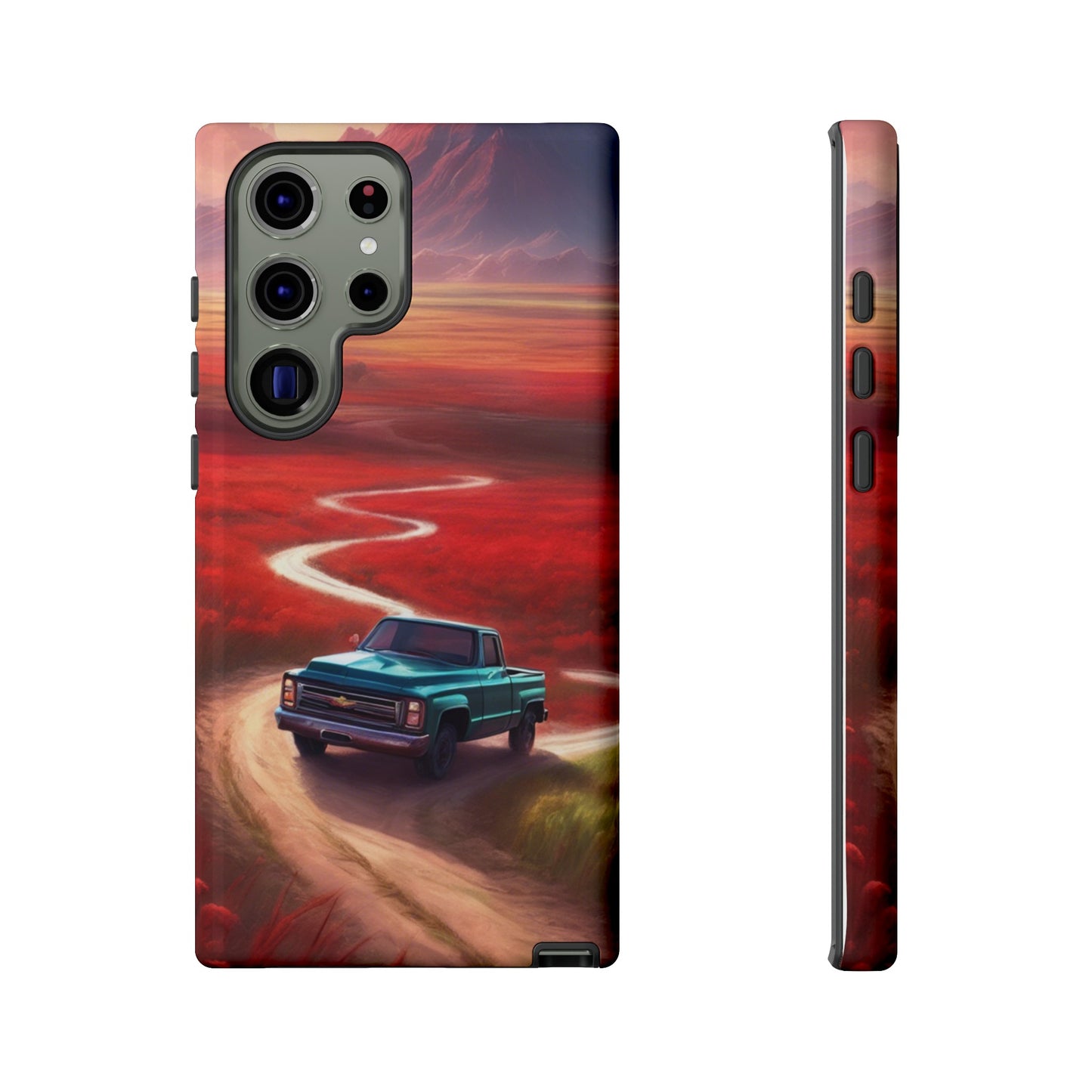 Blue Chevy Sunset Scene Phone Case