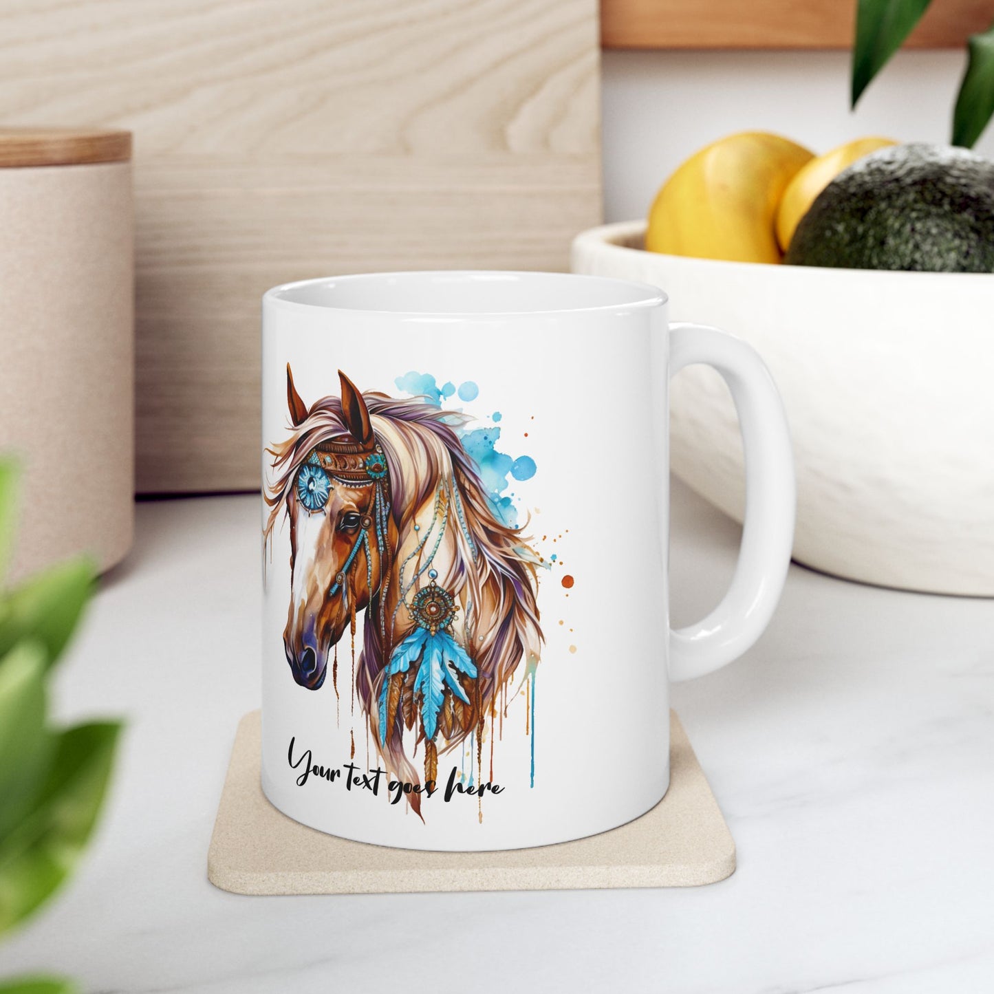 Boho Spirit Horse Personalized Ceramic Mug