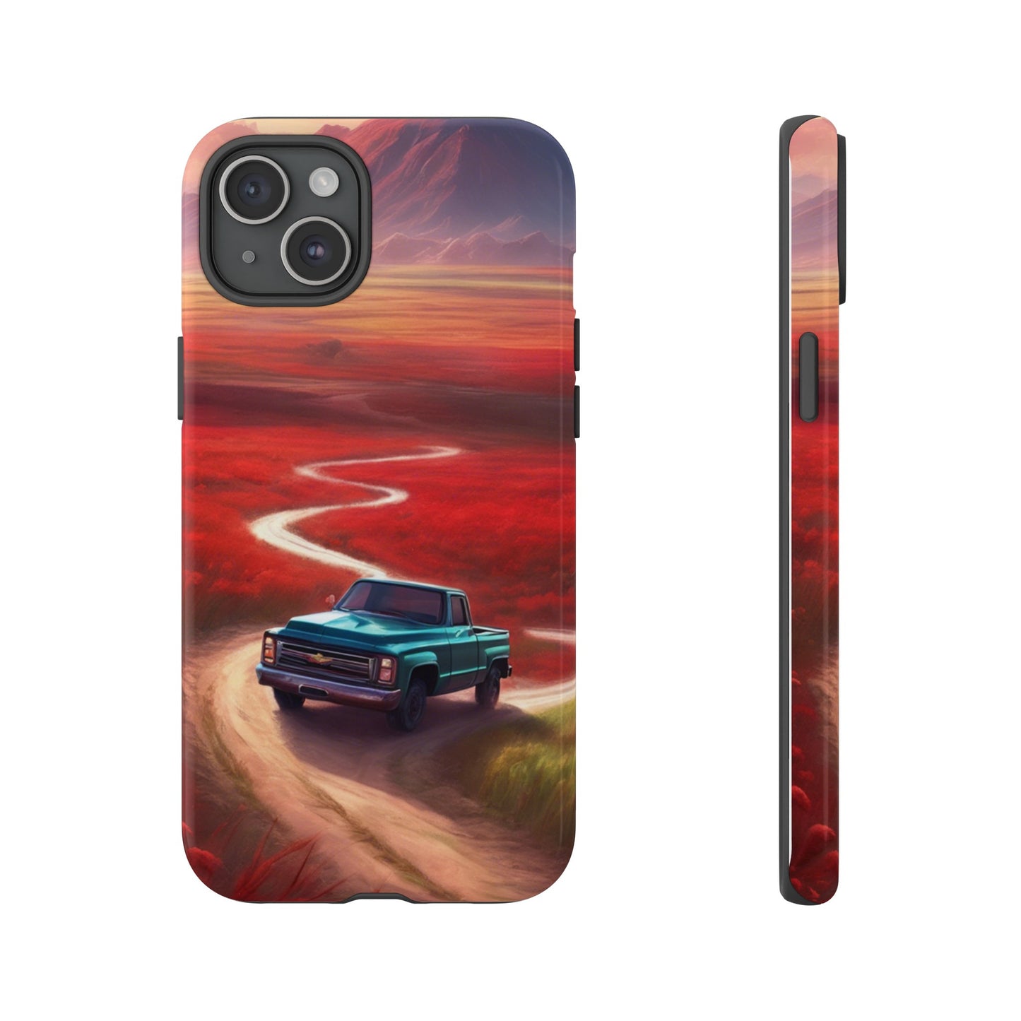 Blue Chevy Sunset Scene Phone Case