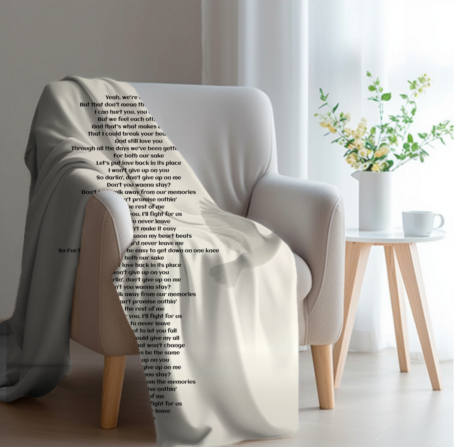 Never leave lyric Velveteen Plush Blanket, Fan Blanket, Throw Rug, Display Blanket, Country Music Blanket,