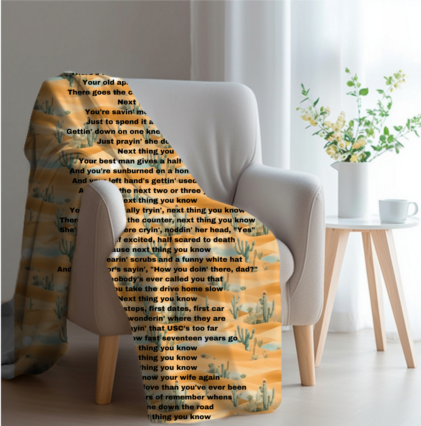 Next thing you know lyric Velveteen Plush Blanket, Fan Blanket, Throw Rug, Display Blanket, Country Music Blanket,