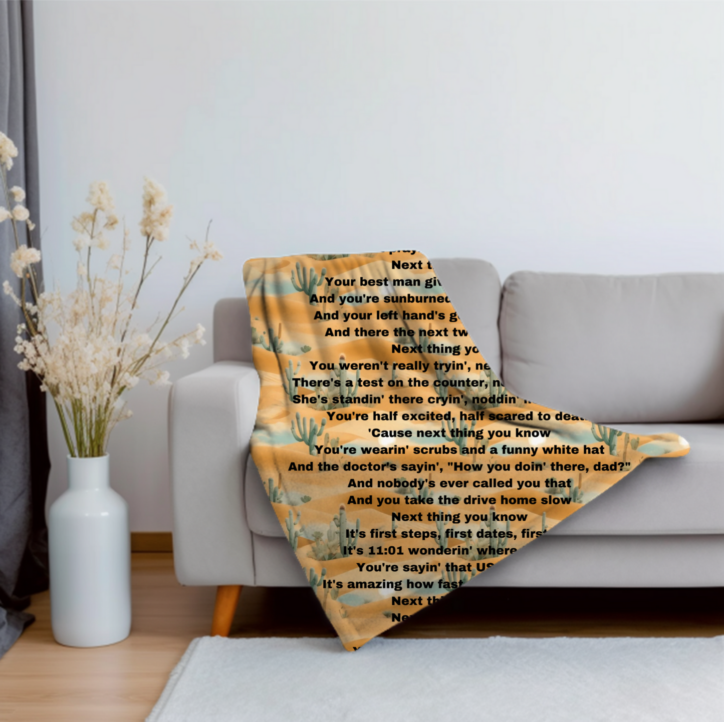 Next thing you know lyric Velveteen Plush Blanket, Fan Blanket, Throw Rug, Display Blanket, Country Music Blanket,