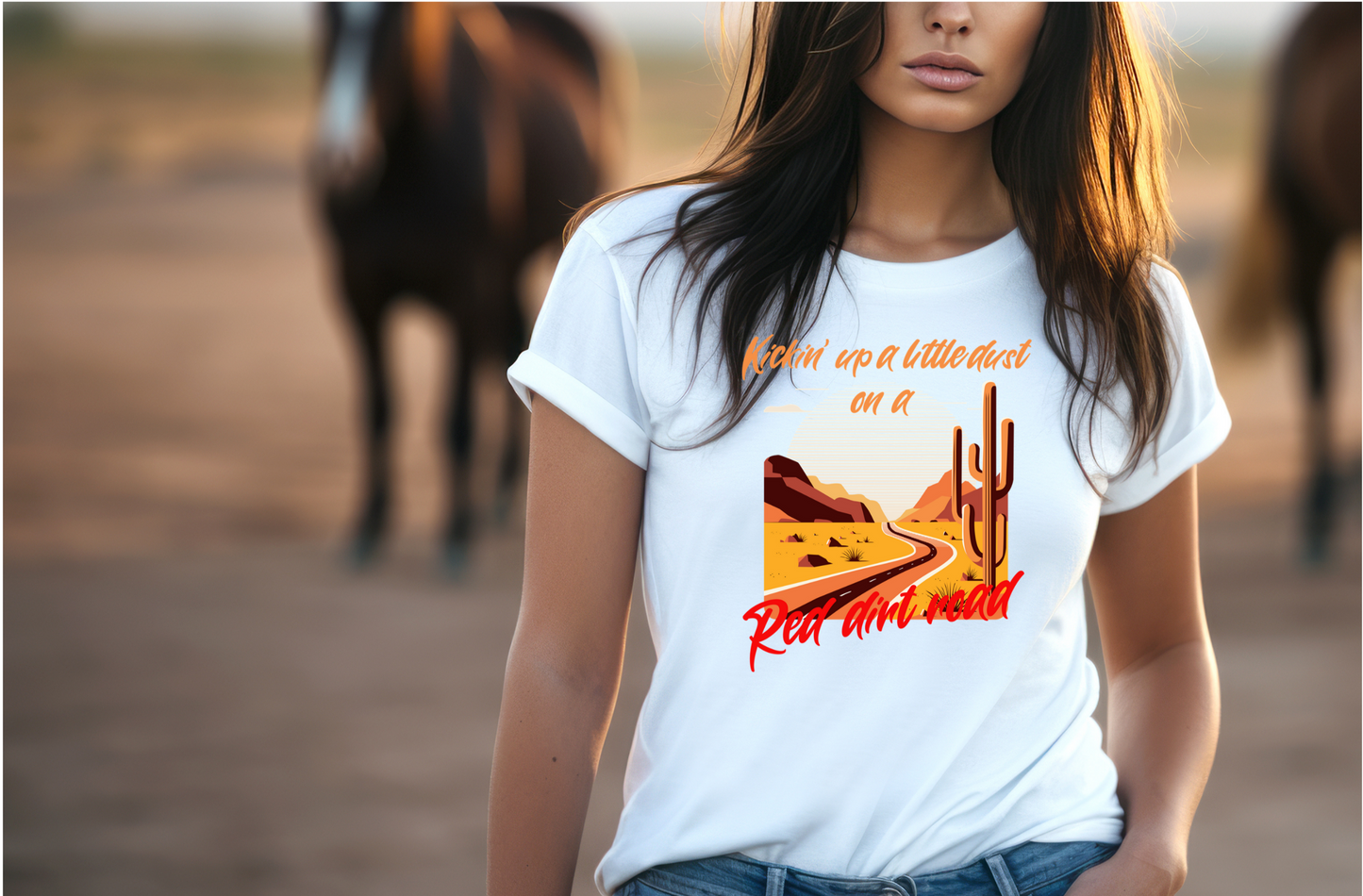Kickin up a little dust on a Red Dirt Road T-Shirt, Country T-Shirt, Dirt Road T-Shirt, Casual T-Shirt, Kickin up Dust T-Shirt