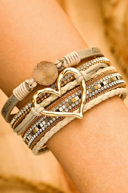 Golden Heart Layered Bracelet – Boho Luxe with a Hint of Sparkle