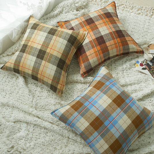 Soft and comfortable brushed plaid pillow cover for a cozy home aesthetic