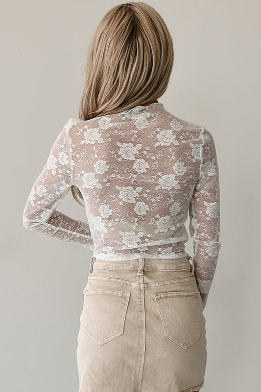 Lace Reverie Mesh Top – Feminine Grace with a Western Whisper