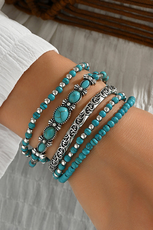 Desert Bloom Turquoise Bracelet – Silver-Touched Elegance for Free Spirits